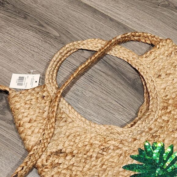 NWT Jute Sequinned Pineapple Medium Tote Crossbody Bag - Picture 6 of 11
